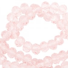 Faceted glass beads 3x2mm disc Pale French pink-pearl shine coating